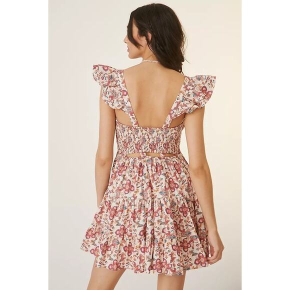 New Anthropologie FOREVER THAT GIRL Floral Sweetheart Mini Dress $148 XS Pink - Picture 2 of 4